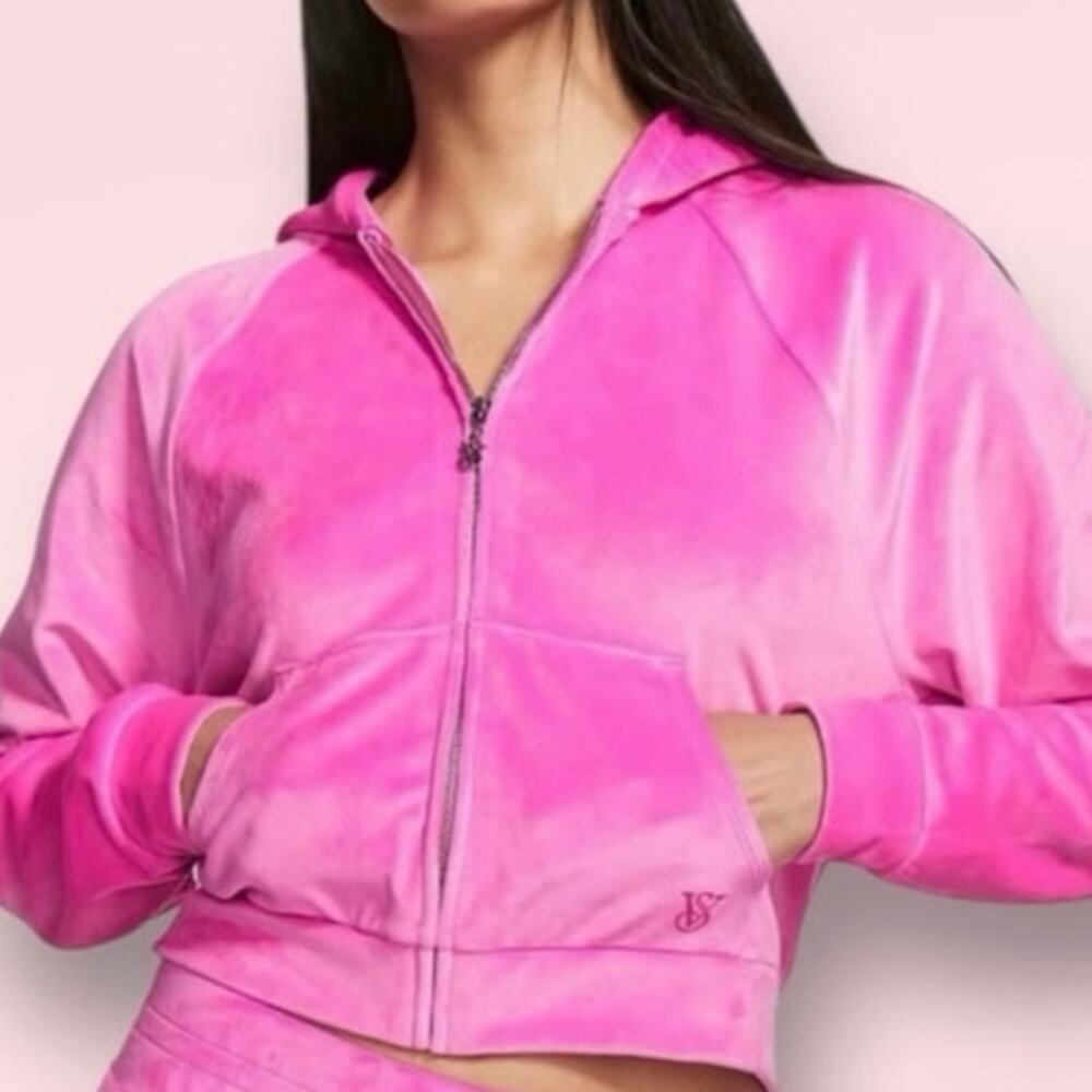 VICTORIA’S SECRET On Point Barbie Pink Velour Hoodie Jacket Y2K Soft - Sz XXL